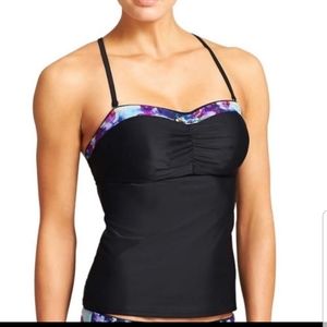 NWT Athleta Black Floral Fade Bandeau Tankini Top